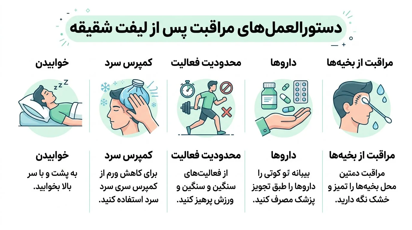مراقبتهای بعد از لیفت شقیقه