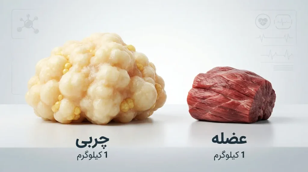 تفاوت عضله و چربی در استپ وزنی