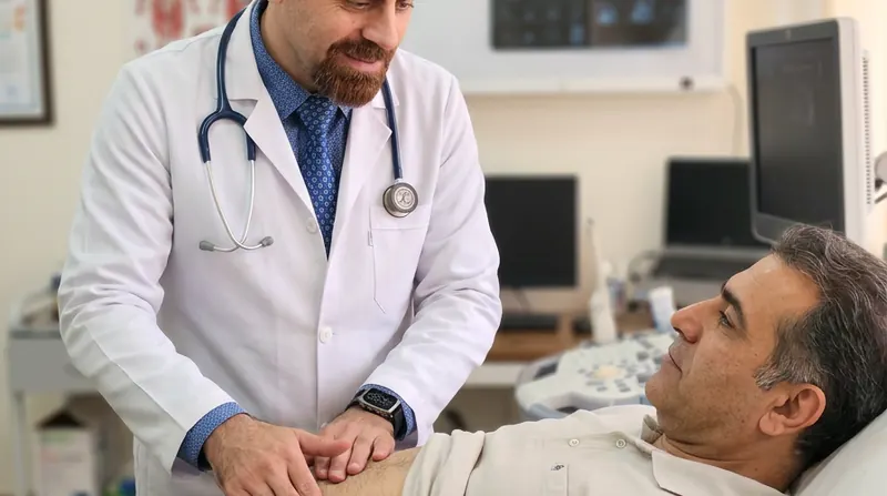 معاینه بیمار توسط جراح کیسه صفرا قبل از عمل
