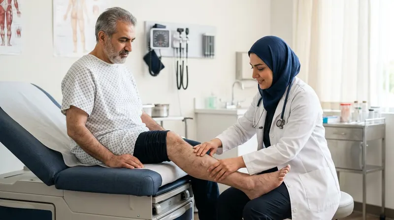 معاینه پا برای تشخیص علائم لخته و آمبولی بعد از عمل اسلیو