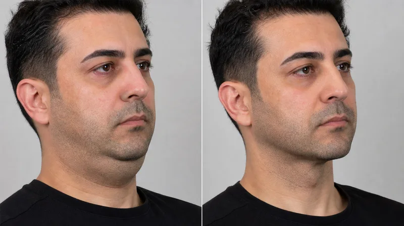نمونه قبل و بعد لیپوماتیک غبغب آقایان